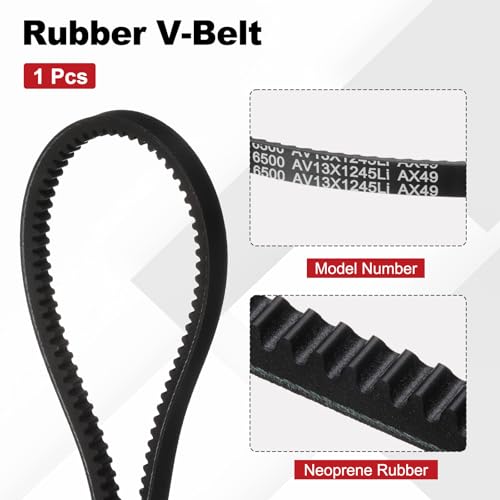 Image of AX49 Belt, Raw Edge Cogged Industrial Rubber EPDM V-Belt, Pack of 1 | 1 /2 inch(13mm) Width x 49 inch(1245mm) Inside Circumference x 5 /16 inch(8mm) Height