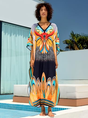 Image of NFVNKJ Women's Plus Size Beach Lounge Kaftan Maxi Dress Swimsuit Coverup for Women