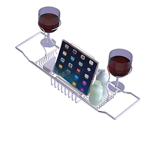Jingways Bathtub Tray Caddy,Expandable Bathtub Shower Caddy,Adjustable Organizer Tray For Bathroom,Luxury Bath Caddy Tub Table, Bathtub Accessories & Bathroom Gadgets 304 Stainless Steel Holder cover