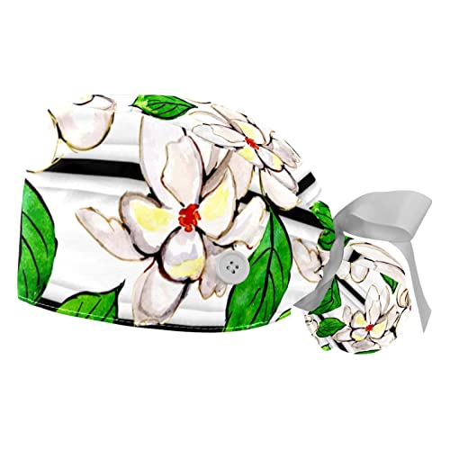 Chapeaux bouffants JDEZ anti-goutte : Casquette de travail fleur ajustable pour le personnel