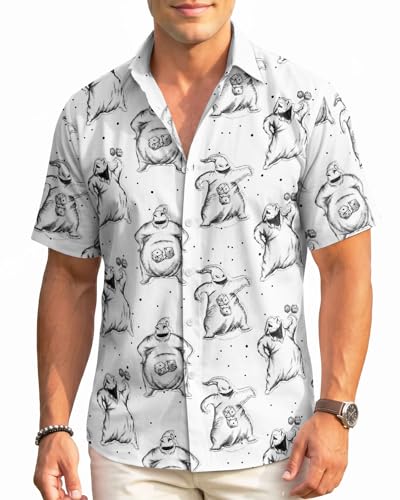 Image of 99TIMORO Fathers Film Button Down Shirt for Men, Funny Hawaiian Short Sleeve Top, Summer Beach Gifts