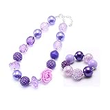 JOYID Children Bubblegum Candy Chunky Bead Necklace Bracelet Set Flower Bow knot Charm Little Princess Jewelry Sweet Gift-Flower