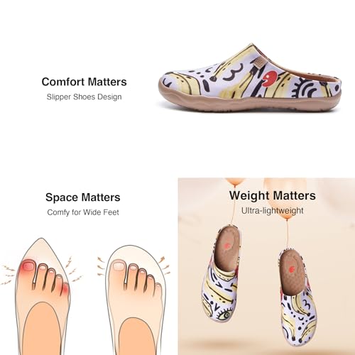 Image of UIN Slipper Woman Travel Art Painted Shoes Wide Toe Casual Home Slip On Mules Malaga