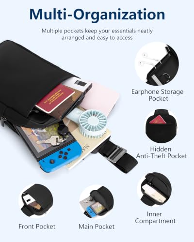 Image of OSOCE Sling Bag for Men, RFID Anti-Theft Crossbody Bag, Lightweight | Quick-Release Buckle, Concealed-Zipper Hidden Pocket, Reflective Strips, Adjustable Strap, Suitable for Travel Commuting