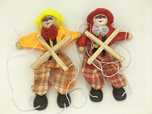 image for Sparik Enjoy 2 Packs Clown Hand Marionette Puppet Children's Wooden Ma