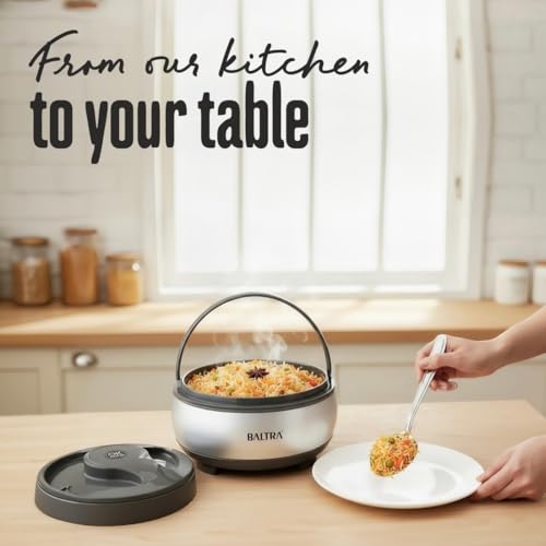 Image of BALTRA Inner Stainless Steel Casserole Set | Keeps Food hot & Fresh Chapati, Roti, Biryani | Serving Bowl with Lid | Hot Box for Kitchen | House Warming Gifts Set (Verna (1000ML,1500ML, 2000ML))