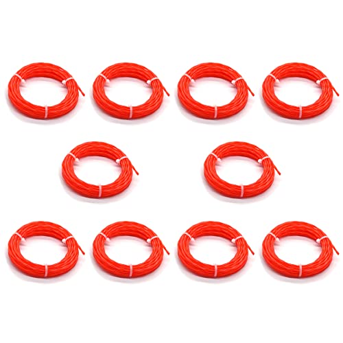 WETOOLPLUS 0.095" x16 ft. Pre-Cut Twisted String Trimmer Line Compatible with Trimmer Heads Designed to Handle .095-in line fit for RYOBI EGO Worx Nitro Greenworks Milwaukee Trimmer etc, 10 Pack by WETOOLPLUS - Used condition - US$17.99