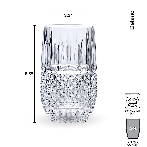 Mikasa Delano Highball Tumbler Cups, Set Of 4, Clear #TOP2