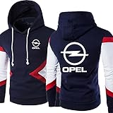 URROA Herren Hoodie Pullover Sweatshirts für OPEL Print Pullover Langarm Arbeitskleidung Lässige Oberbekleidung Tops Navy Blue||L
