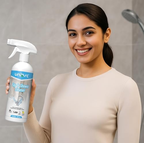 Image of UNIDSC Tap Cleaner & Limescale Remover | Foaming Formula for Easy Cleaning | Non-Toxic | Multi-Purpose Bathroom Cleaner for Taps, Showers, Tiles, Mirrors & more 500ml - Pack of 1