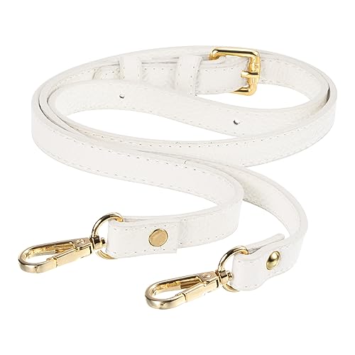 Image of uxcell Purse Strap, Leather Adjustable Replacement Strap for Women's Crossbody Handbags Bag, 0.6 inch Wide, 41-51 inch Long (White)