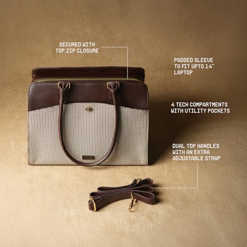 Image of Theater Dr. Grief Brown Croco Handbag for Women | Structured Top Handle Tote with Spacious Interior | Elegant Office Work & All Day Essential Laptop Bag