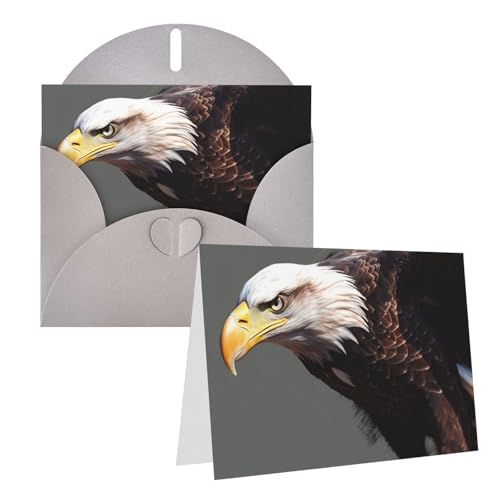 QMNEHJ グリーティングカード サンキューカード 封筒付き ブランクノートカード 4x6インチ バースデーカード イーグル ウェディングカード お悔やみカード おもしろい 思考カード あらゆる機会に