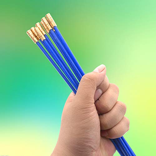 Akuoly Einziehband Kabel-Einziehstangensatz 5,8 Meter Einziehdraht Einziehspirale mit Führungsfeder Einziehhilfen zur Kabelverlegung,10 Stück x 58cm, Blau