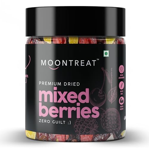 Image of Moontreat Premium Mixed Berries, Unsalted, 360 gm (Dried Blueberry, Cranberry, Black Currant, Strawberry, Cherry, Mango, Raisin) | Dried Berries | Antioxidant Rich | Healthy Snack for Kids and Adults