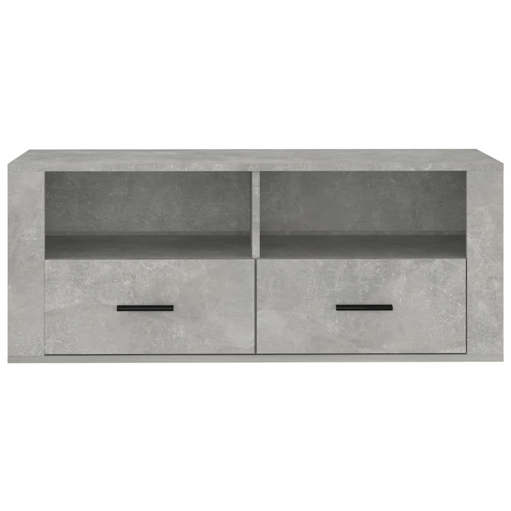 Mobile TV grigio cemento, 100 x 35 x 40 cm, in legno con cassetto e scomparti, per TV, soggiorno, rack HiFi e archiviazione multimediale