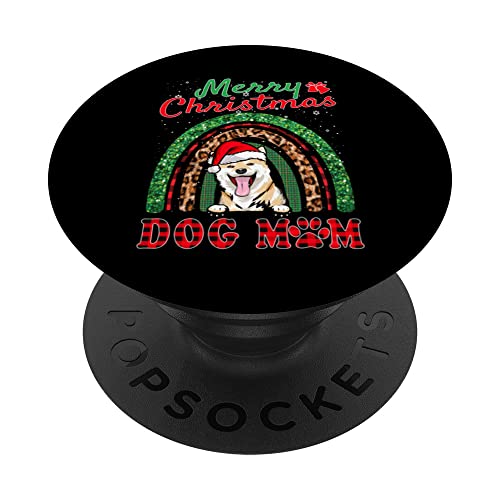 Shiba Inu Christmas Santa Hat Dog Mom Boho Rainbow Xmas PopSockets PopGrip Intercambiable