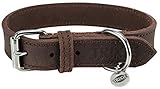  TRIXIE Rustic Fettleder Halsband, S-M: 34-40 cm/25 mm, Dunkelbraun