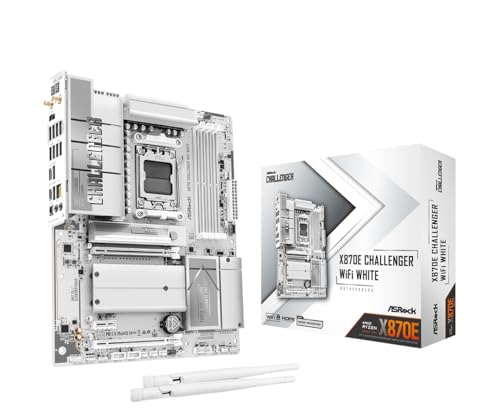 Image of ASRock X870E Challenger WiFi White, AMD AM5 Ryzen 9000-7000, DDR5 8200+ (OC), PCIe 5.0, Dual USB4, Wi-Fi 7, 5G LAN, 20+2+1 Phase 110A SPS