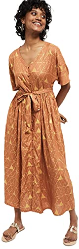 Image of Max Women's Rayon Printed Short Sleeves Midi Dress Ankle Length Ethnic
