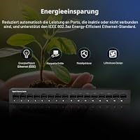 YuLinca 16 Port Gigabit Ethernet Switch, 16 x 100/1000Mbps Ports, Unmanaged Fanless Pluy and Play Gigabit Netzwerk Switch – Ansicht 5