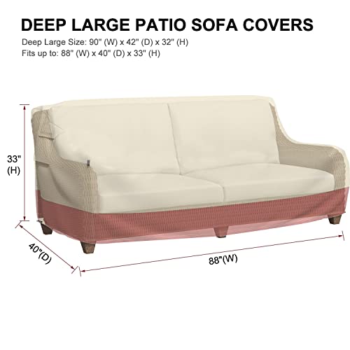 U-Comso 【Upgraded】 Heavy Duty 600D Patio Furniture Sofa Covers, 3-Seater Outdoor Furniture Cover Waterproof For Sofa Loveseat Couch(90" W×42" D×32" H) #TOP1