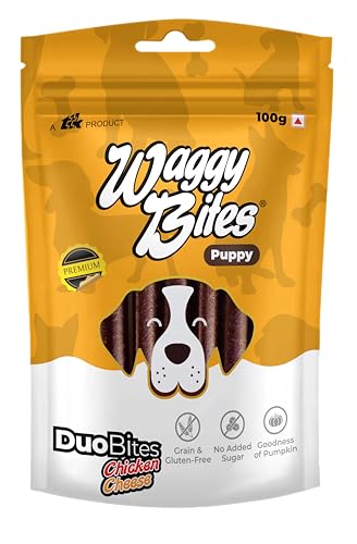 Image of DuoBites Chicken & Cheese Soft Treats for Dogs & Puppies | Grain & Gluten-Free | Inulin for Healthy Digestion | DHA Enriched for Brain Development | 100 g | Pack of 1