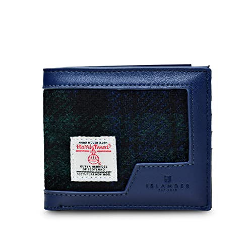 Islander Men's Wallet Harris Tweed & PU Leather (Classic, Black Watch, 4.33'x3.74'x0.98')