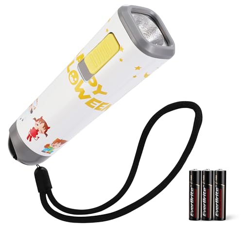 EverBrite Halloween Flashlights Halloween Gifts, Small LED Flash Light Handheld Torch with Lanyard 3AAA Battery Included, 1 Pack-White