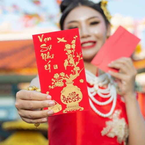 OSALADI 36 Rote Umschläge Chinesischen Neujahr – 2026 Hong Bao Glücksgeldpakete Taschen Für Frühlingsfest Hochzeitsfeier Dekorationen Jahr Des Pferdes Vietnamesisch Li Xi
