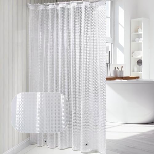 LPAMABA Cortina para Ducha de Baño 180x200cm, Cortina de Ducha Antimoho con Imanes, Cortinas de Baño Impermeable 3D PEVA, Cortina Bañera Plastico, Cortina Ducha Impermeable con 12 Ganchos para Hogar
