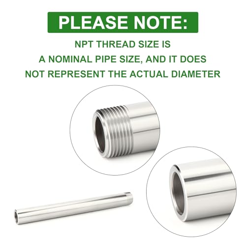 TAISHER 1PCS 304 Stainless Steel Pipe Fittings, 1" NPT Male Threaded, 12" Length Weld Nipple Cast Pipe by TAISHER - Image 4