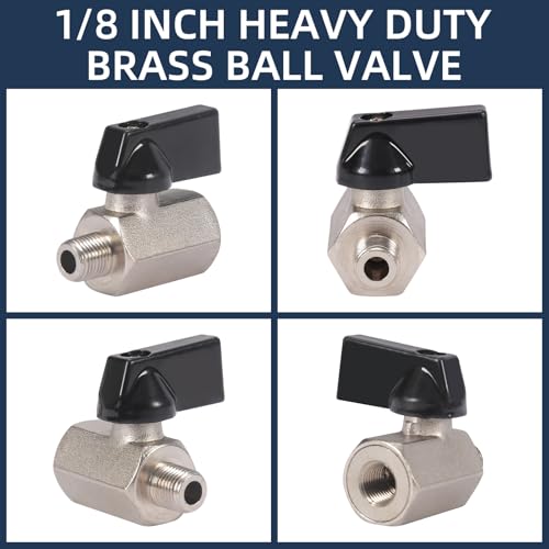 Mini válvula de bola de latón resistente de 1/8 pulg, conexiones roscadas NPT duraderas 4