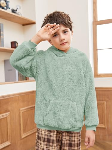 Image of Makkrom Boys Girls Sherpa Fleece Hoodies Pullover Sweatshirts with Pockets