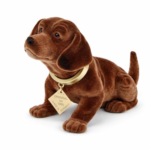 Rakso Oskar Schneider GmbH & Co. KG Original Rakso Wackeldackel klein 19 cm Wackelhund Auto Deko Kultfigur seit 1965 - Handgefertigt in Deutschland - braun - Accessoire für Auto und Zuhause