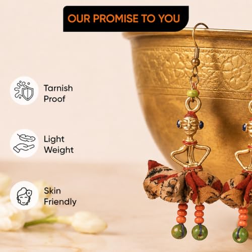 Image of Royal Queen & Empress Handcrafted Tribal Dhokra Earrings Collection for Women - Statement Ethnic Designs in Multiple Colours