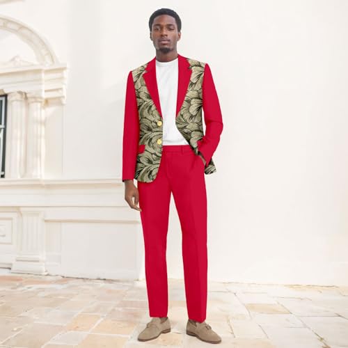 African Suits for Men Slim Fit Embroidery Two Buttons Jacket and Pants Set Business Suits for Wedding2