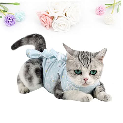 Ropa de para gatos Sosoport con estampado azul de flores 2 piezas 4