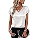 Women Silk Satin Tops Trendy V Neck Pullover Tops Comfortable Soft Solid Color T-Shirts Classic Loose Summer Shirts