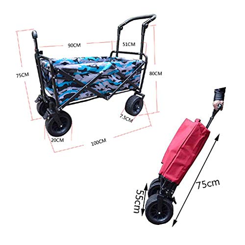 FAZENHUA Klappbarer Gartenwagen, robuster Wagen mit Überdachung, Multifunktions-Einkaufswagen für Outdoor-Camping, Strand, Zugwagen mit 4 Rädern, Tragkraft: 150 kg – Bild 6