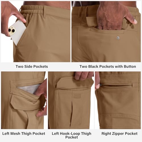 Image of Jessie Kidden Mens Cargo Shorts Expandable Waist Quick Dry Hiking Shorts