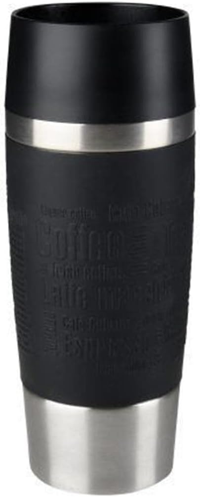 Travel Mug Classic Black, Comfort Screw Lid, Quick Press, Soft-Touch Sleeve, Travel-Ready, Reusable, 100% Leak-Proof, Keeps Drinks Cold (8 hrs) and Hot (4 hrs), 360° Drinking, N2020210