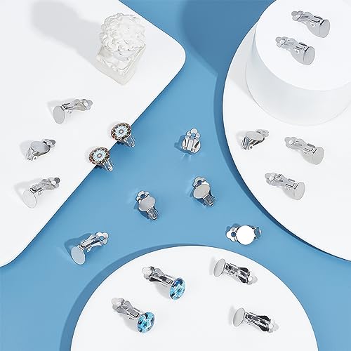 UNICRAFTALE 60Pcs 19.5mm Long 316 Stainless Steel Clip-On Stud Earring Findings Metal Flat Round Blank Clip-on Earring Clip-On Earring Converter Flat Earring Pads for Earring Making - Image 2