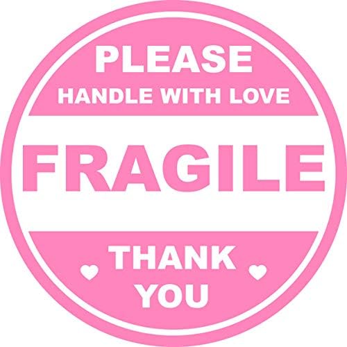 2 inch 300 PCS Pink Round Fragile Labels Circle Fragile Stickers for Shipping Mailing Envelops Cartons Pallets Adhesive Labels-Poskornwel