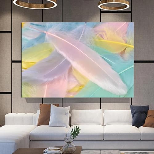 Affiches de plumes colorées pour sublimer la décoration du salon