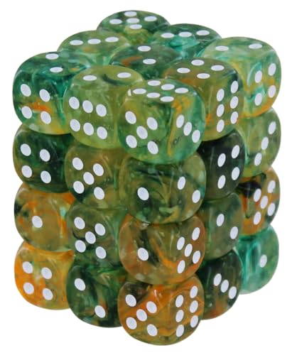Chessex Nebula 12mm d6 Spring/White w/Luminary Dice Block (36 dice), Green