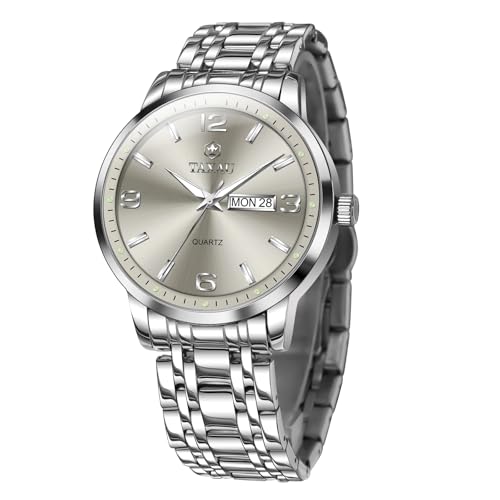 Taxau �X�e�����X�X�`�[�� �����Y�E�H�b�` ���t �A�i���O ���[�W�t�F�C�X �N���V�b�N�E�H�b�` �A���r�A���� ���~�i�X���W�F�X para Hombres �N�H�[�c�h���X, �V���o�[�X�g���b�v�O���[�t�F�C�X-G8411G, Round, �����Y�h���X�E�H