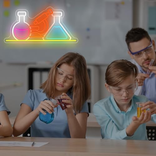 Image of Science Laboratory Neon Sign,Beaker Neon Lights for Chemistry Lab Decor,USB Powered LED Flask Light Up Signs for Classroom,Medical Lab,Party Decorations,Gift for Chemist