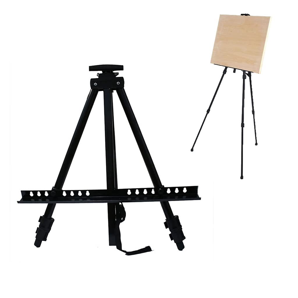 MYUYEE Artist Craft Supplies Painting Easel Display Stand Iron Desktop Telescopic Black Portable Travel Folding Outdoor Sketching