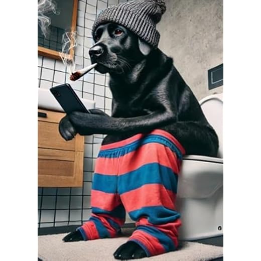 Quirky Labrador Dog Smoking Spliff Print